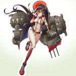  alternate_costume bodysuit breasts brown_hair cosplay full_body gradient gradient_background highres impossible_clothes kantai_collection large_breasts long_hair looking_at_viewer mokerou oriental_umbrella ponytail rigging salute skin_tight solo turret uchuu_senkan_yamato uchuu_senkan_yamato_2199 umbrella very_long_hair white_bodysuit yamato_(kantai_collection) 