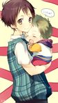  :o brothers brown_eyes brown_hair child closed_eyes fooldx gakuen_babysitters highres kashima_kotarou kashima_ryuuichi looking_at_viewer male_focus multiple_boys plaid plaid_shirt shirt siblings smile speech_bubble 