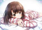  bed blush brown_hair green_eyes katou_megumi long_hair saenai_heroine_no_sodatekata sahara386 