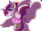  2018 animal_genitalia anus bedroom_eyes butt cloufy digital_drawing_(artwork) digital_media_(artwork) equine feathered_wings feathers female friendship_is_magic hair half-closed_eyes hi_res horn horse looking_at_viewer mammal multicolored_hair my_little_pony nude open_mouth pony princess_cadance_(mlp) pussy seductive signature simple_background smile solo tongue tongue_out vaginal winged_unicorn wings 