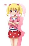  1girl artist_request bandai blonde_hair breasts digimon digimon_xros_wars female hair_ornament skirt smile suzaki_airu twintails 