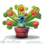  2017 avian bird black_eyes cactus cryptid-creations feral flora_fauna flower flowerpot hybrid male peafowl plant simple_background solo white_background 