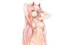  aqua_eyes darling_in_the_frankxx horns long_hair navel nude pink_hair silver_(chenwen) white zero_two 