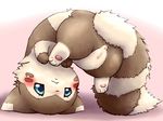  anus blue_eyes blush censored fallinnight feet female furret looking_at_viewer mosaic_censorship nintendo nude pawpads pink_background pok&eacute;mon pok&eacute;mon_(species) pussy simple_background solo upside_down video_games 
