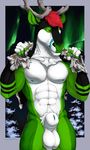  2018 5_fingers abs animal_genitalia anthro antlers athletic aurora_borealis balls big_sheath black_fur body_hair cervine chest_hair detailed_background flaccid fully_sheathed fur gloves_(marking) green_fur hair hi_res horn looking_aside male mammal markings moose multicolored_fur muscular muscular_male night nipples nude orange_eyes outside penis pose pubes red_hair reindeer sheath sky snout snow solo standing truegrave9 two_tone_fur white_fur winter 