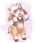  1girl artist_request cow flat_chested furry green_eyes no_nipples solo 