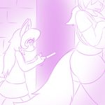  2018 alley anthro canine cub daughter female fox game_boy_advance_sp mammal monochrome mother mother_and_daughter parent pinksyrup purse walking young 