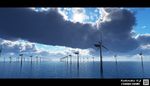  cloud cloudy_sky day foreshortening highres horizon letterboxed no_humans original outdoors qr_code scenery sky sun sunlight trbrchdm water wind_farm wind_turbine windmill 