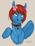  2017 collar equine fan_character female feral flower gem hair hi_res looking_at_viewer mammal my_little_pony pegasus phathusa plant portrait red_hair solo sureibu wings 
