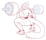  anthro areola big_breasts boosterpang breasts clothed clothing cougar crouching exercise feline female gym_clothing huge_breasts mammal monochrome muscular muscular_female smile solo weightlifting workout 