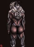  2017 alien anthro bare_back big_butt butt digital_media_(artwork) hadronighini humanoid looking_at_viewer looking_back male markings mass_effect not_furry nude simple_background smile smirk solo standing turian video_games wide_hips 