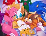  2018 all_fours amy_rose anthro anthro_on_anthro avian badger balls bat bird black_nose blue_eyes blush breasts butt butt_grab canine clothing doggystyle echidna erection espio_the_chameleon eyes_closed eyeshadow fellatio female fox from_behind_position fur gloves green_eyes group group_sex hair hairband half-closed_eyes hand_on_butt hedgehog hi_res humanoid_penis interspecies jet_the_hawk knuckles_the_echidna looking_pleasured lying makeup male male/female male_penetrating mammal miles_prower monotreme motion_lines mustelid naughty_face nude on_back open_mouth oral penis pink_hair rouge_the_bat sex shadow_the_hedgehog short_hair side_boob smile sonic_(series) sonic_boom sonic_riders sonic_the_hedgehog sssonic2 sticks_the_jungle_badger sweat tongue tongue_out video_games white_fur yellow_fur 