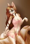  anthro blue_eyes breasts clothing collar eyewear feline female glasses hair lingerie long_hair mammal nipples nude p-v-s pink_nose solo standing tongue tongue_out 