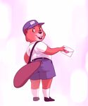  anthro beaver buckteeth butt clothed clothing cute female furgonomics holidays looking_back mail_carrier mammal rear_view redvelvetbat rodent shorts smile solo teeth valentine&#039;s_day 