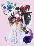  1girl arm_up artist_name barefoot belt besthetz book bow breasts brown_hat cameltoe chandelure cleavage dated erect_nipples feet female full_body gastly hat hat_bow hex_maniac_(pokemon) highres lantern large_breasts long_hair looking_at_viewer navel necklace one-piece_swimsuit pink_background pokemon pokemon_(creature) pokemon_(game) pokemon_xy purple_eyes purple_hair red_bow red_swimsuit signature simple_background slingshot_swimsuit smile standing standing_on_one_leg swimsuit teeth text toes w 