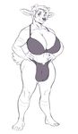  anthro big_breasts big_bulge boosterpang bra breasts bulge cervine clothing dickgirl hands_on_hips horn intersex looking_at_viewer mammal monochrome nipples reindeer smile solo standing thick_thighs underwear 