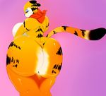  2018 big_breasts big_butt blue_nose breasts butt crossgender eyelashes eyeshadow feline female frosted_flakes fur huge_butt kellogg&#039;s looking_back makeup mammal mascot nude pokebii side_boob simple_background solo stripes thick_thighs tiger tony_the_tiger voluptuous wide_hips 