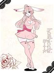  alfie hair hoshicchi lagomorph mammal pink_dress pink_eyes pink_hair pink_stockings rabbit 
