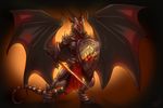  abstract_background anthro armor black_wings blood chivalry clothing cracks dragon horn knight male melee_weapon military red_eyes ripli scalie shield simple_background solo stanging sword weapon wings 