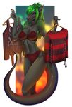 anthro bra breasts clothed clothing ear_piercing female hair knight_dd piercing scalie solo standing underwear wide_hips 