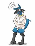  fuze insane lucario nintendo pok&eacute;mon pok&eacute;mon_(species) simple_background straitjacket video_games white_background 