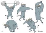  anthro bent_over bovine buffalo canon cape_buffalo chief_bogo disney exercise grey_body horn male mammal nude official_art solo standing teeth unknown_artist weightlifting weights workout zootopia 