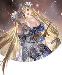  armor armored_dress blonde_hair blue_eyes breasts cleavage closed_eyes crossover fate/grand_order fate_(series) flower granblue_fantasy hair_flower hair_ornament hand_on_another's_head happy holding_hands holy_pumpkin jeanne_d'arc_(fate) jeanne_d'arc_(fate)_(all) jeanne_d'arc_(granblue_fantasy) large_breasts long_hair multiple_girls namesake open_mouth smile tiara very_long_hair 