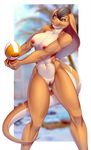  anthro athletic breasts female hair knight_dd looking_at_viewer nipples nude pussy reptile scalie smile snake solo sport standing thick_thighs thigh_gap volleyball wide_hips 