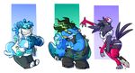  2017 amputee anthro avian birb black_feathers blood blue_fur braces breasts canine claws clothing colored_nails dog eyewear feathers female fingerless_gloves fishnet fur furgonomics furry-specific_piercing gecko gloves green_claws green_hair green_sclera hair harley_(pixylbyte) hat legwear lizard lux_(pixylbyte) mammal multicolored_hair nurse nurse_hat nurse_uniform panties piercing pink_claws pixyl_(pixylbyte) pixylbyte reptile scalie socks stockings tail_piercing toeless_socks two_tone_hair underwear uniform yellow_sclera 