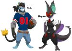  2_toes 3_fingers 4_toes alexander_shorkness_jr alpha_channel anthro ball belt big_ears black_body blue_body blue_sclera bryan_neetorn button-up_jacket closed_smile clothed clothing dreadlocks duo football_(ball) half-closed_eyes holding_ball jersey luxray male nintendo noivern open_mouth open_smile pants pink_nose pok&eacute;mon pok&eacute;mon_(species) purple_body red_nose red_sclera simple_background sinful-spector smile toes video_games yellow_body yellow_eyes 