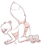  2016 anal anal_penetration aogami backsack balls butt canine cub eyes_closed fox kipfox male male/male mammal monochrome pawpads penetration penis simple_background white_background young 