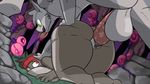  2018 animated anthro balls big_breasts big_butt bouncing_balls breasts butt canine digital_media_(artwork) duo female grey_balls lagomorph looking_back male male/female mammal penis plaga pudding_(plaga) pussy pussy_juice rabbit sex thick_thighs 