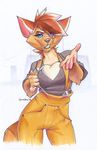  2018 5_fingers anthro black_nose blue_eyes brown_hair cat clothed clothing feline female hair kyander mammal solo traditional_media_(artwork) whiskers 