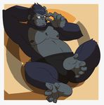  ape barefoot black_underwear blush briefs bulge clothing eyewear glasses gorilla male mammal overwatch primate thegreatmatsutzu underwear video_games winston_(overwatch) 