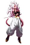  1girl android_21 black_sclera bracelet breasts cleavage detached_sleeves dragon_ball dragon_ball_fighterz dragonball_z earrings fangs hoop_earrings jewelry liyart majin_android_21 messy_hair open_mouth pink_skin red_eyes sketch solo spoilers 