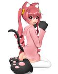  :o animal_ears ass bangs bell blush borrowed_character brown_hair cat_ears cat_girl cat_tail eyebrows_visible_through_hair fang gloves hair_bell hair_between_eyes hair_ornament hands_up hazuki_watora hood hood_down hoodie jingle_bell kemonomimi_mode long_hair long_sleeves looking_at_viewer looking_to_the_side open_mouth original paw_gloves paw_shoes paws peru_(perushee) pink_hoodie purple_eyes ringlets shoes sidelocks simple_background sitting solo tail thighhighs twintails very_long_hair wariza white_background white_legwear 