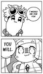  1girl 2koma :3 anger_vein bkub_(style) comic drawfag english eyewear_on_head greyscale guzma_(pokemon) highres lusamine_(pokemon) monochrome parody pokemon pokemon_(game) pokemon_sm poptepipic speech_bubble style_parody sunglasses watch white_hair 