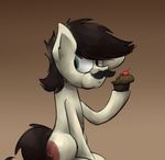  cupcake digital_media_(artwork) earth_pony eating equine facial_hair fan_character feral food hi_res horse mammal marsminer mustache my_little_pony pone_keith pony simple_background solo 