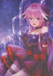  absurdres astolfo_(fate) blush bow demmy dress fang fate/apocrypha fate/grand_order fate_(series) gloves hair_down hair_twirling highres image_sample long_hair male_focus multicolored_hair otoko_no_ko pink_hair purple_eyes solo streaked_hair white_hair 