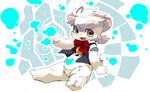  anthro bell bow caprine clothed clothing cub fur horn looking_at_viewer male mammal noriburu sheep smile solo vest white_fur young 