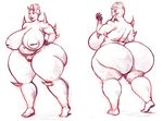  audiophilekitsune big_breasts breasts female hair horn huge_breasts humanoid nipple_piercing nipples orc overweight piercing pussy sketch smile solo standing thick_thighs voluptuous 