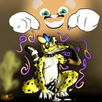  2018 3_toes 4_fingers absurd_res anthro black_collar black_penis brown_fur canine cheetah cigar claws collar digital_drawing_(artwork) digital_media_(artwork) duo feline frisky-lime fur genital_piercing goo_transformation green_eyes hi_res hyena hypnosis kotetsu_rexen liquid_latex male mammal markings mind_control nude penis penis_piercing piercing rubber shiny simple_background solo_focus sound_effects spiked_collar spikes spiral spiral_eyes spots spotted_hyena striped_tail stripes toe_claws toes transformation 