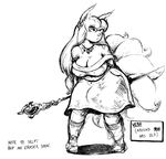  animal_humanoid audiophilekitsune breasts bulge clothed clothing dickgirl english_text fox_humanoid humanoid intersex monochrome solo staff standing text voluptuous 