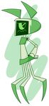  1_arm 2017 3_legs absurd_res alpha_channel annoyed digital_drawing_(artwork) digital_media_(artwork) green_body halabaluu hand_on_hip hi_res machine metallic_body multi_leg multi_limb my_life_as_a_teenage_robot nickelodeon not_furry robot signature simple_background solo transparent_background xj-6 