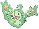  2017 3_fingers alpha_channel cute digital_drawing_(artwork) digital_media_(artwork) empty_eyes green_body halabaluu hi_res nintendo open_mouth open_smile pok&eacute;mon pok&eacute;mon_(species) reuniclus signature simple_background smile solo translucent_body transparent_background video_games 