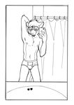  bathroom biscuits briefs cellphone cirruskitfox clothing curtains eyewear glasses male mammal monochrome mouse phone rodent selfie solo underwear 