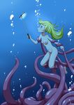  blonde_hair breasts bubble cellphone collarbone consensual_tentacles double_penetration highres long_hair looking_up maxogami navel nipples nude original phone selfie_stick small_breasts smartphone tentacles underwater yellow_eyes 