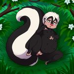  2018 anthro anus black_fur black_nipples breasts chest_tuft clitoris erect_nipples female flat_chested fur half-closed_eyes lonbluewolf looking_at_viewer mammal multi_nipple multicolored_fur nipples open_mouth pink_nose pregnant presenting presenting_anus presenting_pussy pussy skunk solo spread_legs spreading tongue tuft two_tone_fur white_fur yellow_eyes 