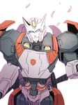  akane_477 autobot blue_eyes drift insignia katana mecha no_humans simple_background smile solo standing sword transformers weapon white_background 