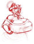  audiophilekitsune big_breasts breasts clothed clothing female hair horn huge_breasts humanoid jewelry necklace nipple_bulge red_theme sketch solo voluptuous 